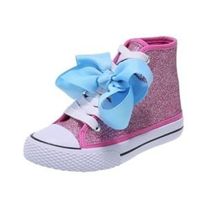 Jojo Siwa | Legacee High Rise Pink Glitter Blue Bow Sneakers NIB